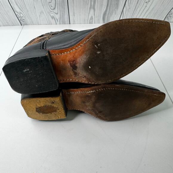 Vintage L.L. Bean Women’s 8 Cowboy Boots Black Leather Tapestry Western Boho USA - Picture 11 of 11